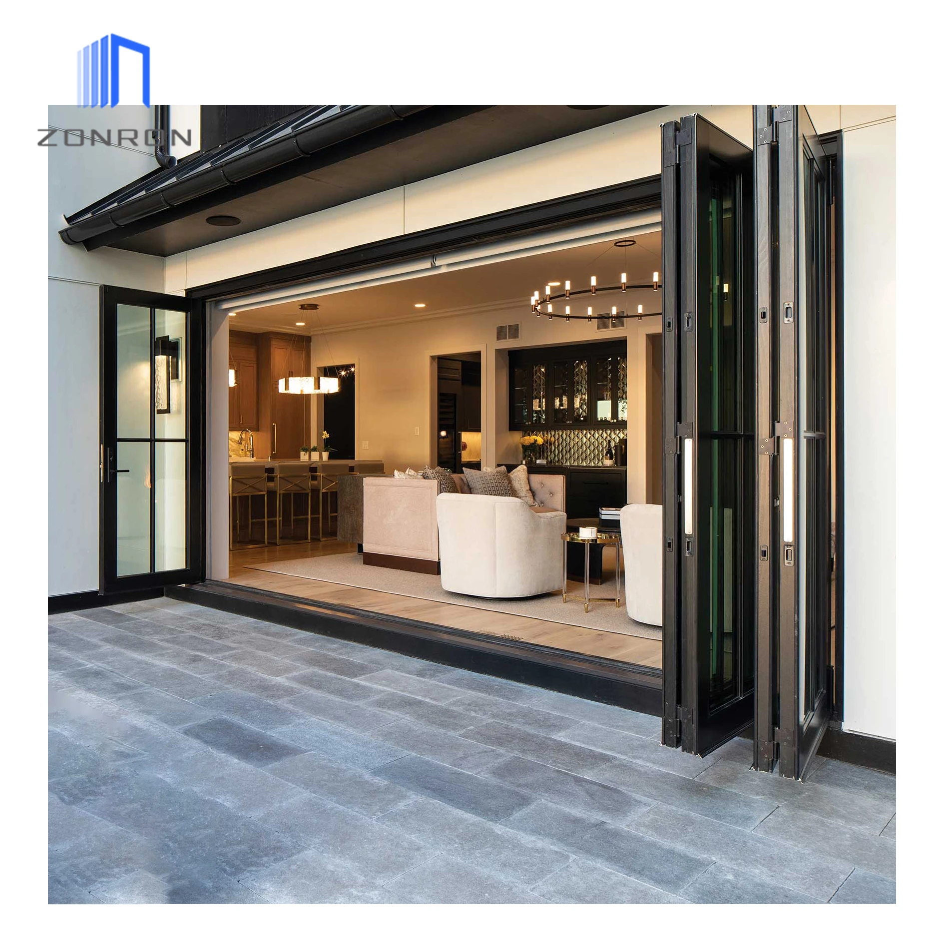 Zonron Florida Miami-Dade Approved New Design Exterior Accordion Aluminium Folding Door Patio Folding Glass Door