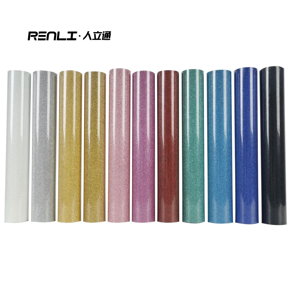 2023 new shiny colors cutting glitter htv glitter vinyl wholesale teal pu heat transfer vinyl stickers for t shirt