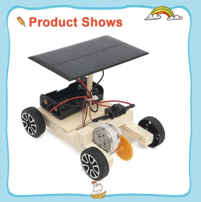 DIY Wooden Solar Powered Car Vehicle Model Robot Toys for Child Student Science Educational Project Funny Gadget Hobby Gift