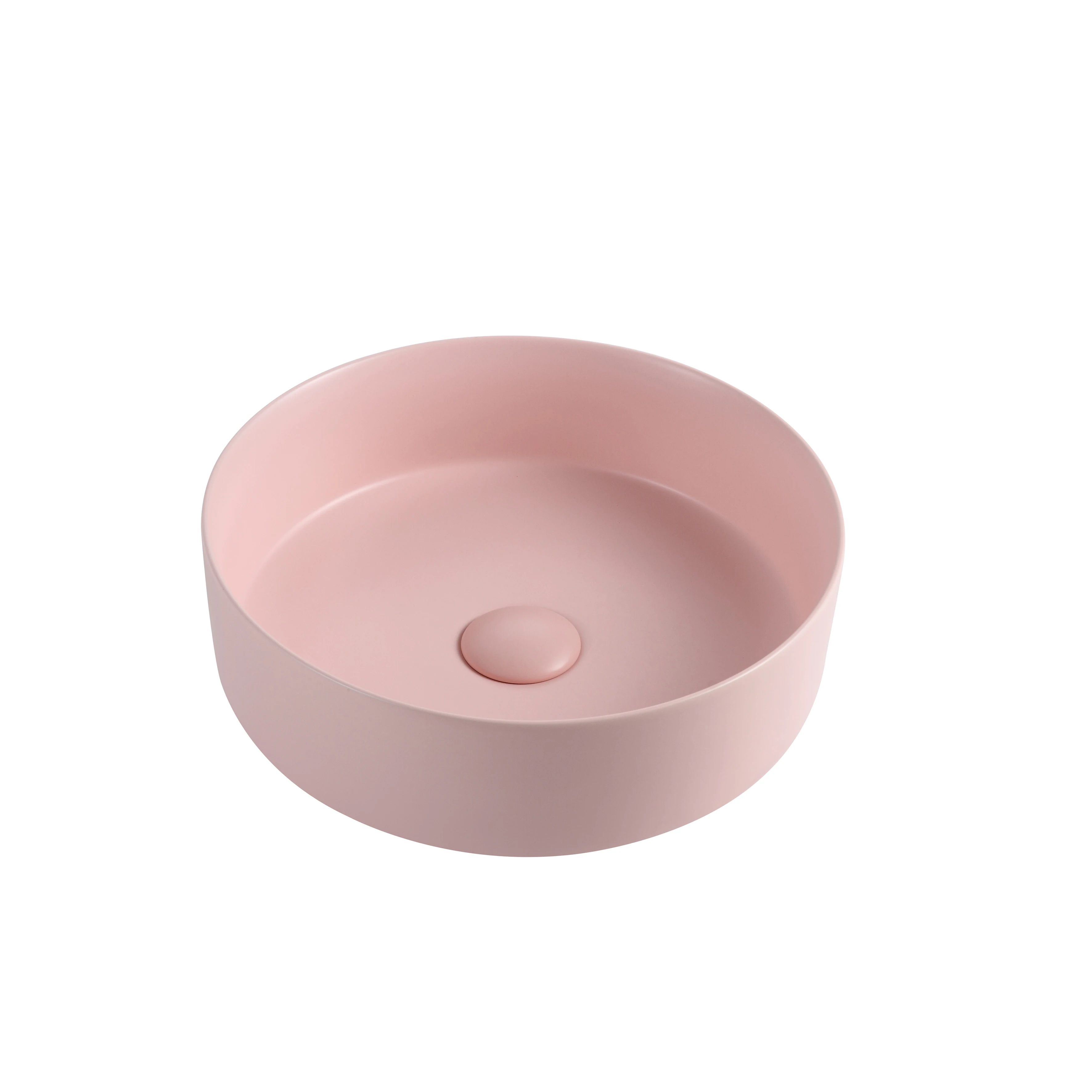 Modern sanitary ware bathroom round matte pink ceramic table top wash basin