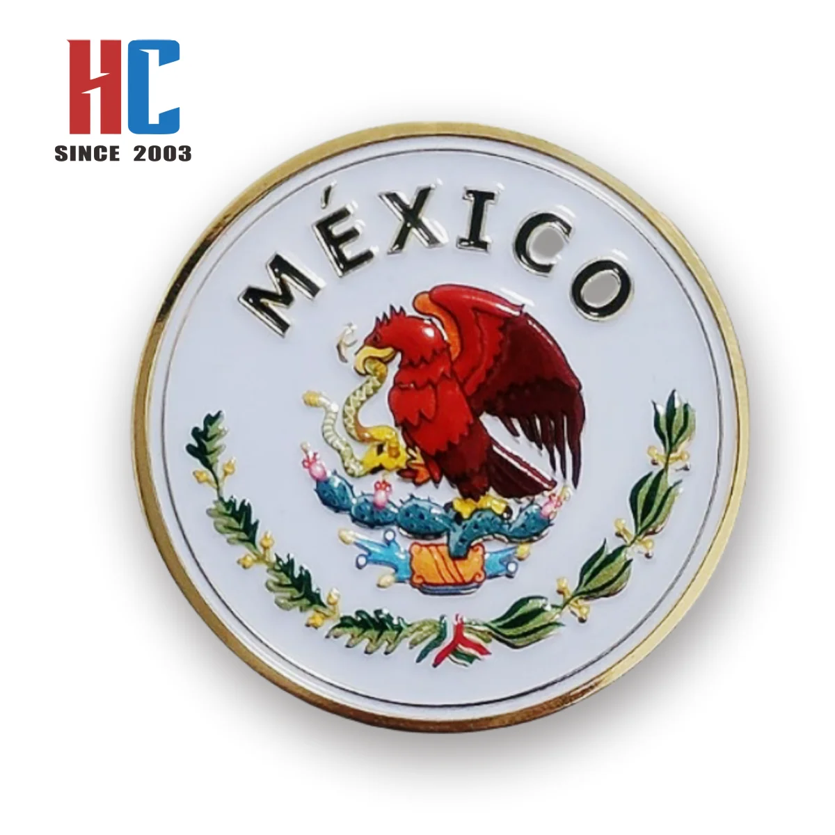 20 Years  Factory Custom Hard enamel beatiful  Mexican Eagle Flag  Made of Metal lapel pin