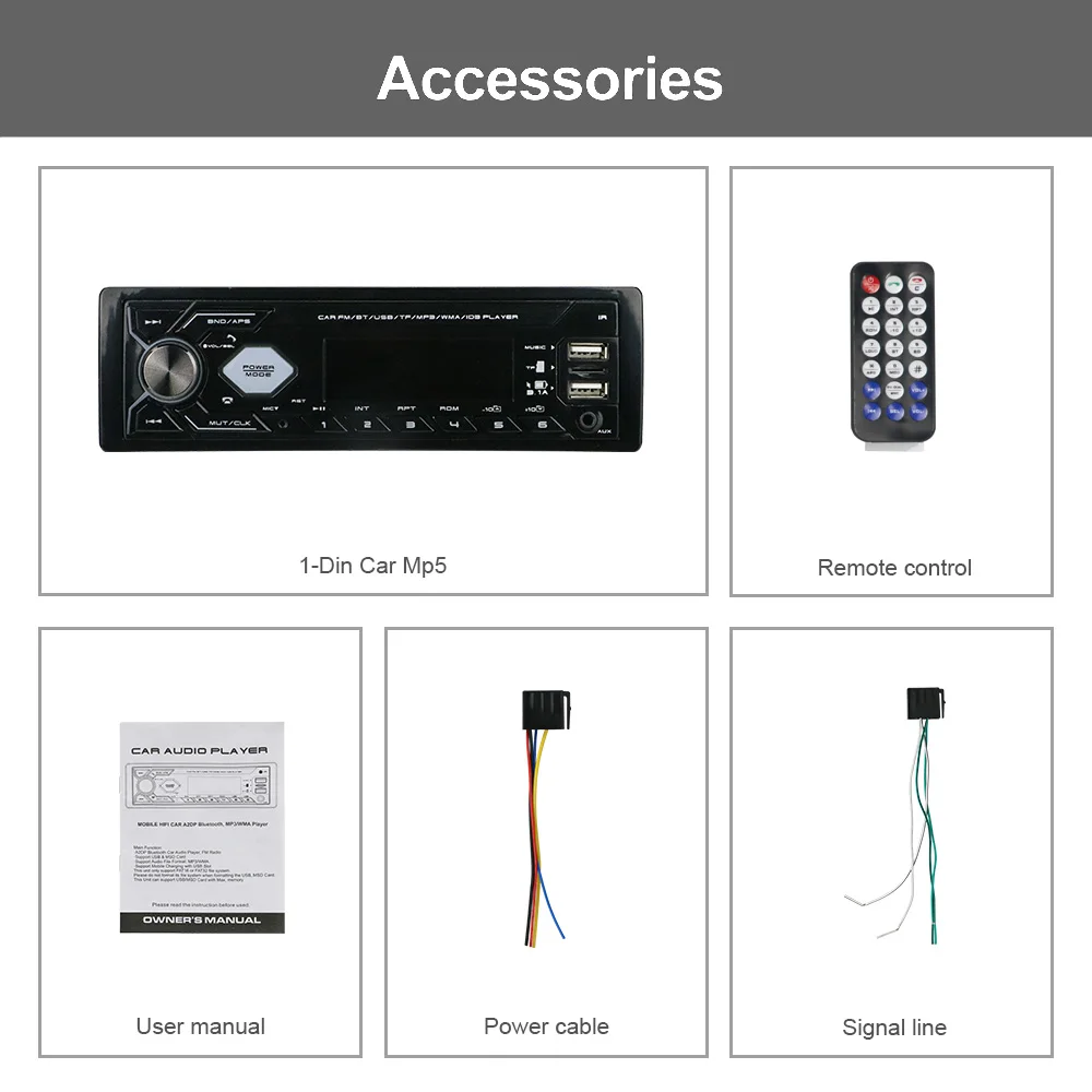 Car audio with 2 Usb 1 Din Stereo Aux-in Mp3 Fm Receiver Sd Audio 2din BT Car Mp3 Player