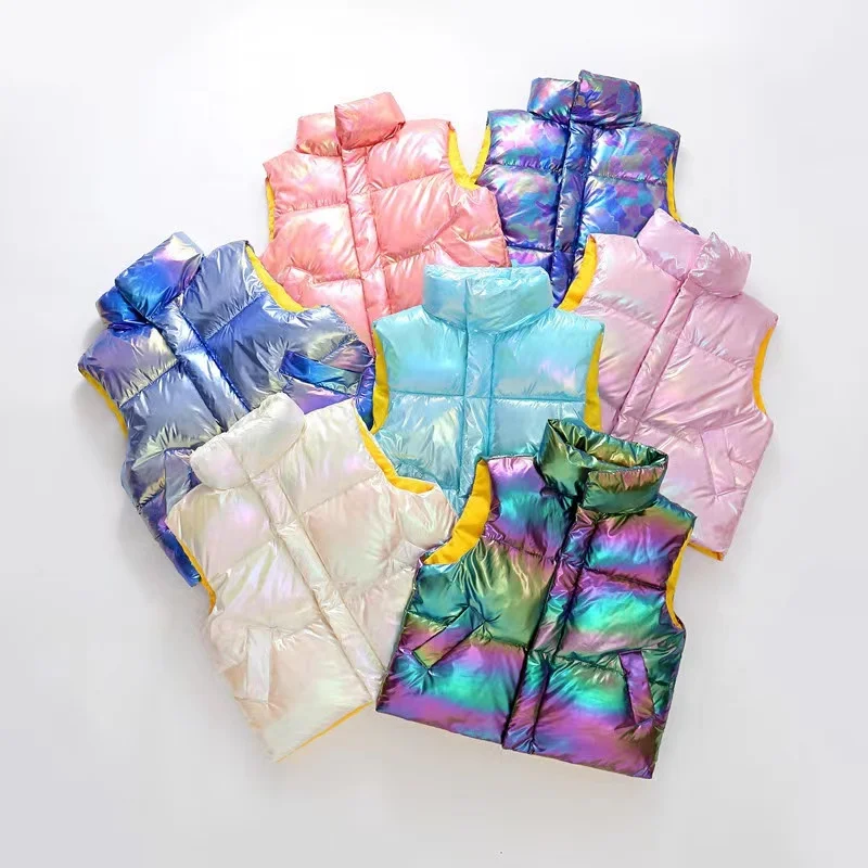 Girls Down Vest Jackets Coats Thick Warm Toddler Kid Winter Bubble Vest Coat Gilet