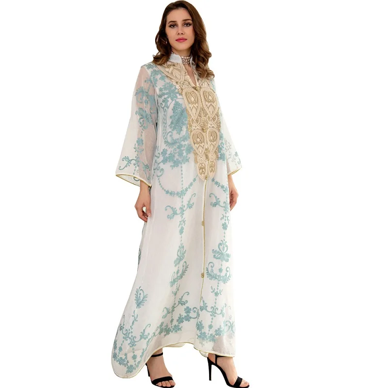 Factory good order silk Embroidery maxi long ramadan arab dubai eid mubarak muslim abaya dress dresses from dubai