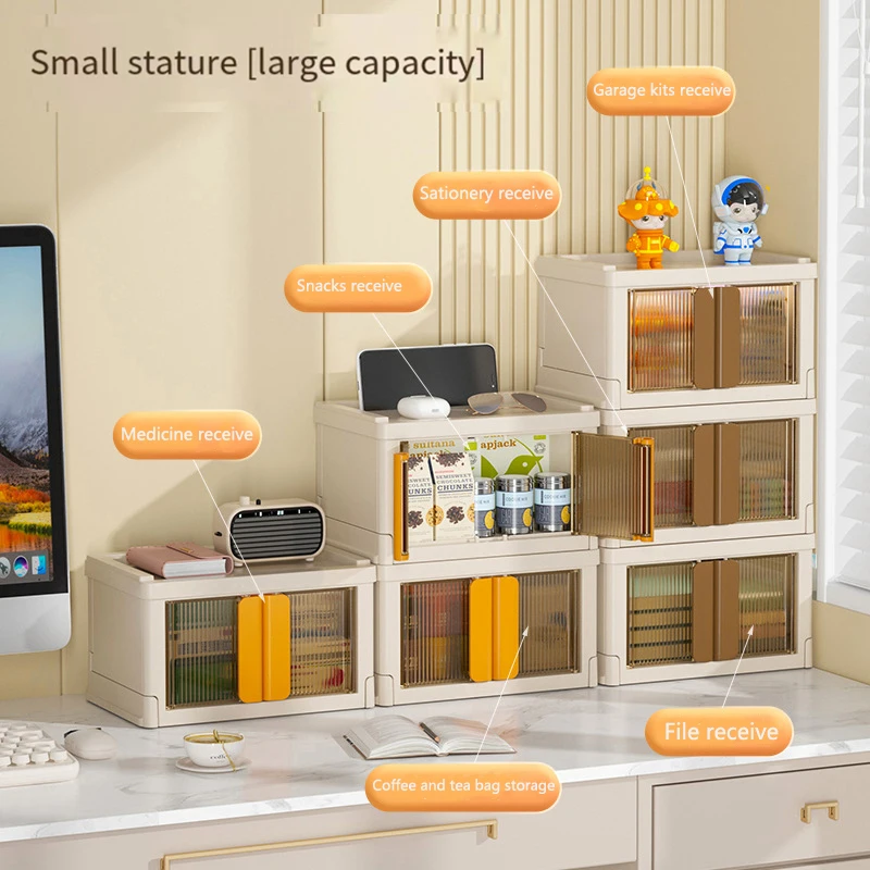 High Quality Plastic Desktop Storage Organizer Household Transparent Folding Storage Box For Snacks