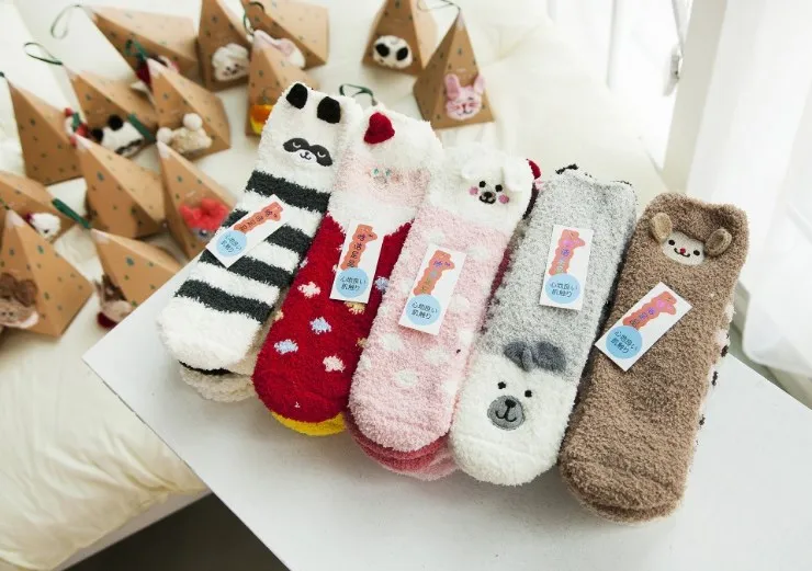 Warm Coral Fleece Socks Christmas Gift Cartoon 3D Socks