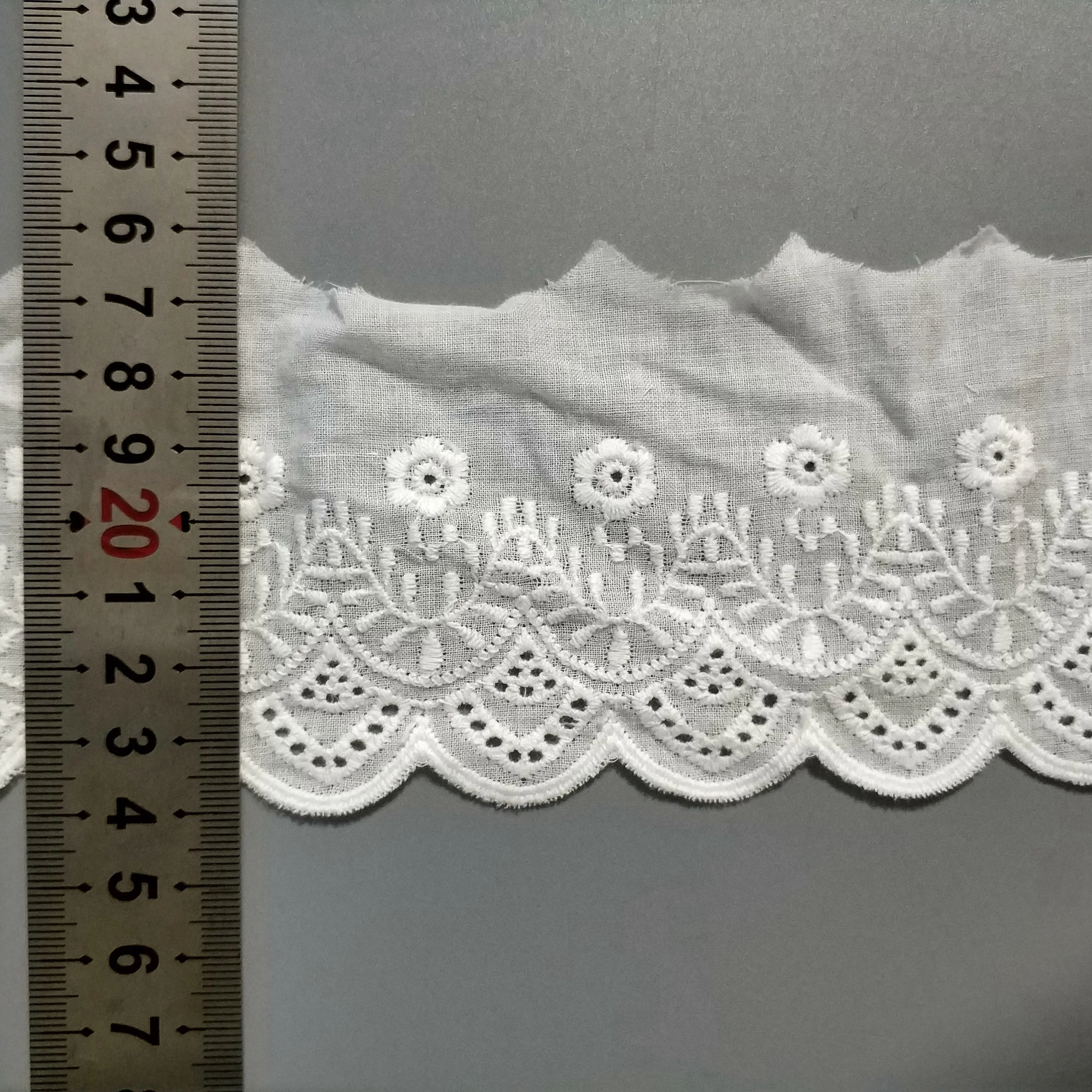 100% cotton 8cm broderie anglaise lace DTM available TLE0204