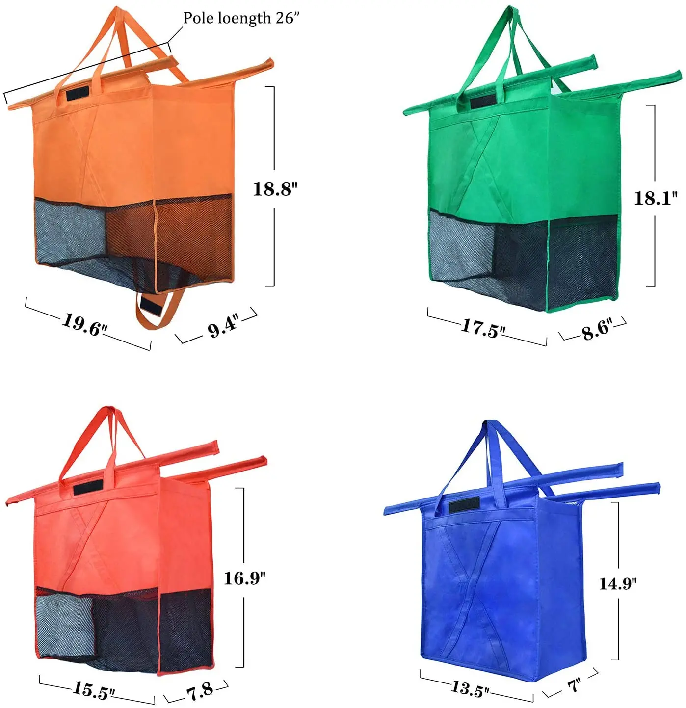 
Reusable Washable Grocery Cart Shopping Trolley Cart Bag with Cooler Bag 