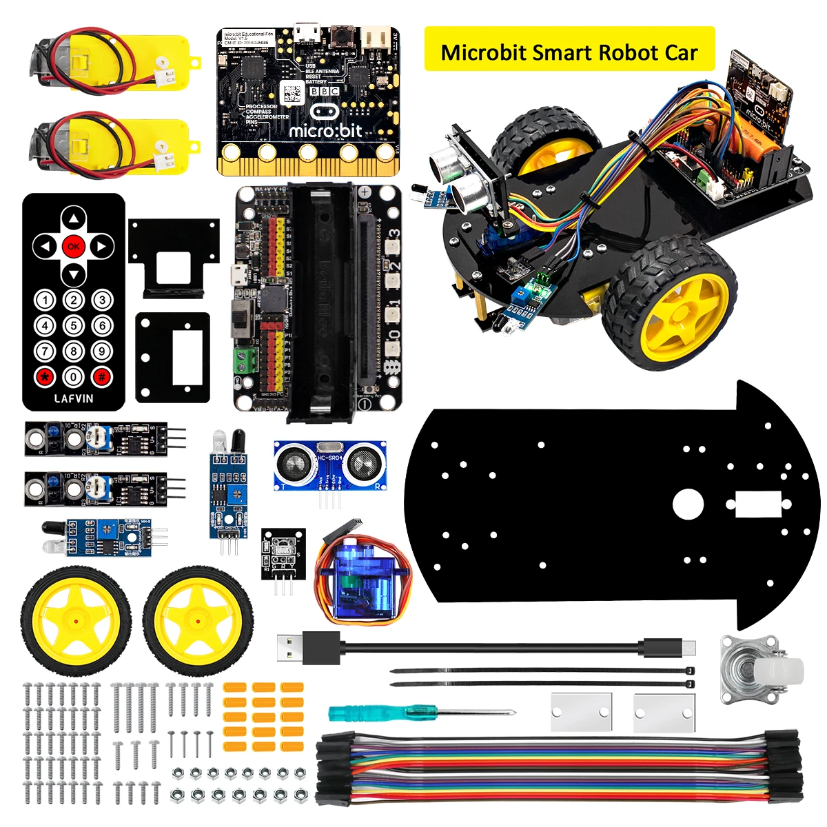 LAFVIN Smart Robot Car V2.0 including Micro:bit Board for Microbit Robot with Online Tutorial