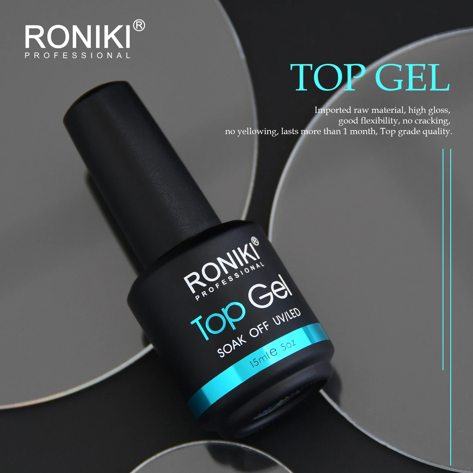RONIKI new style gel top coat no wipe high shine wholesale private label Soak off top coat and base coat gel set