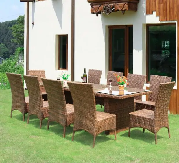 Garden sets supplies 9 pc square outdoor dining table set outside rattan dining event furniture for the garden