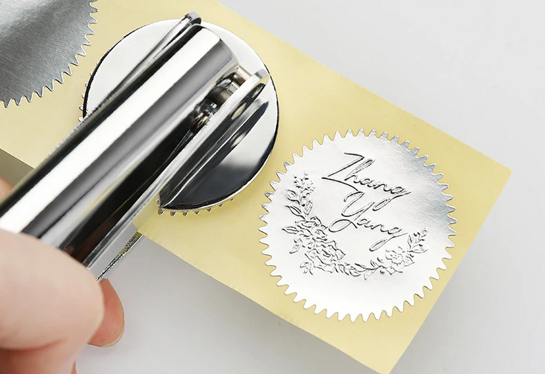 Custom Metal Label Certificate Embossing Seal Maker Stamp Maker Machine Embosser Seal Stamp Rectangle