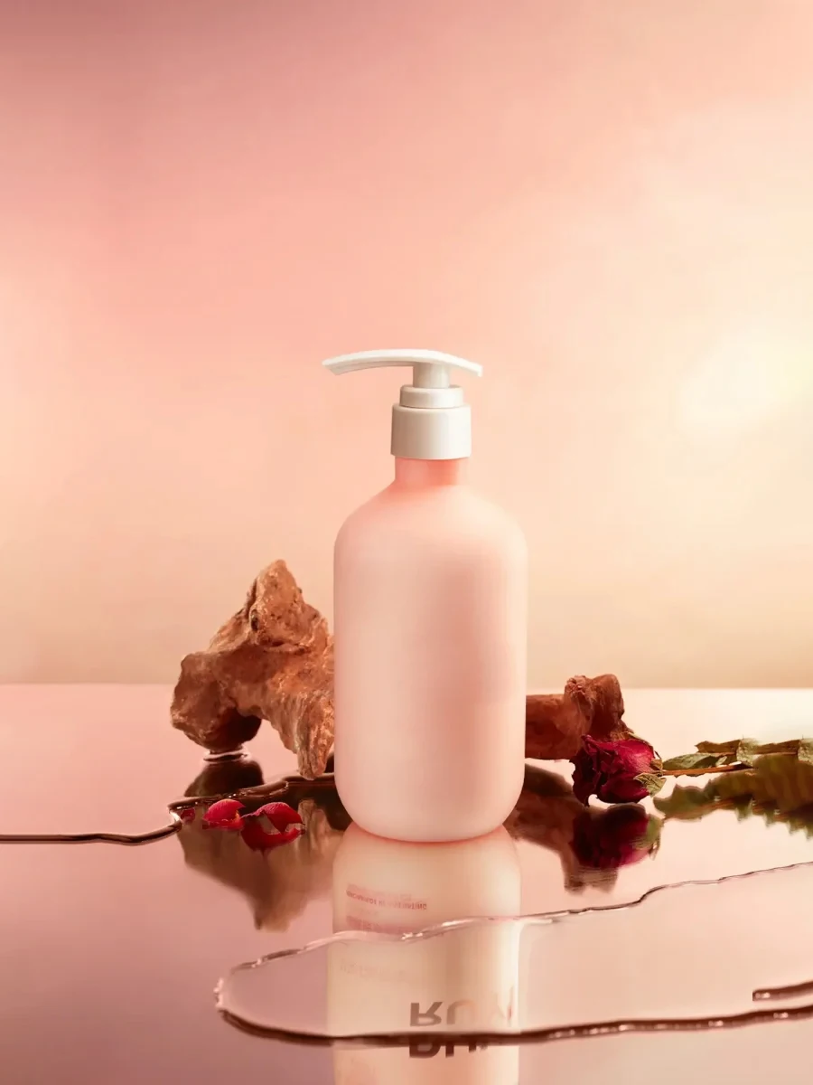 Wholesale 380ml Round Pink Plastic HDPE Shampoo Bottles Hand Sanitizer Soap Soft Touch Empty Container for Body Lotion Bottle