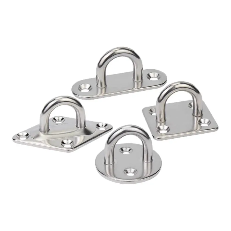 Screws Square Heavy-duty Ceiling Wall Mount Ring Rotating Swivel Stainless Steel Boat Rigging Pad Eye Hanging Hook