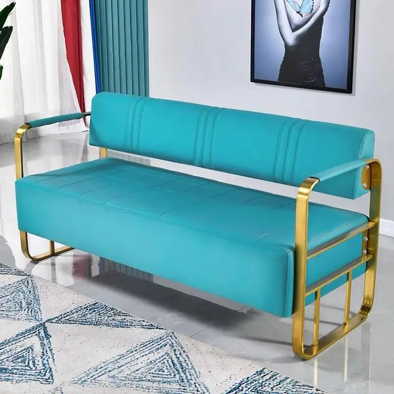 Free Sample Waiting Area Furniture Gold Steel Frame Leather Hospital Public Airport three Seats Waiting Room Chai