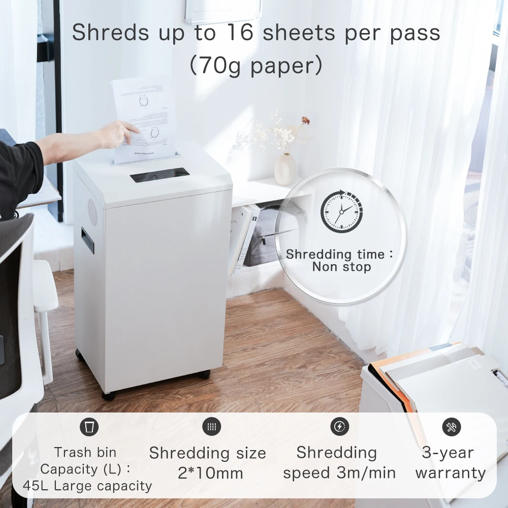 Home commercial shredder LED touch screen operation paper /CD/ credit card/paper clip non-stop shredding