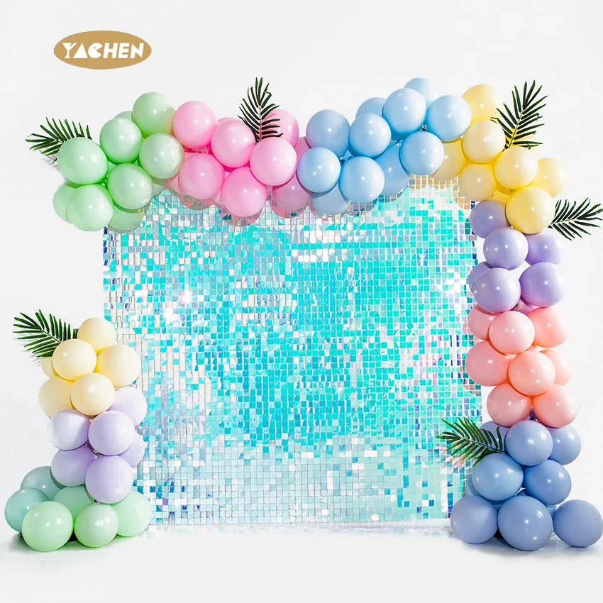 YACHEN High Quality Colorful Square Dreamy Blue Shimmer Sequin Wall Panels Backdrops for Party Wedding Event Decoration