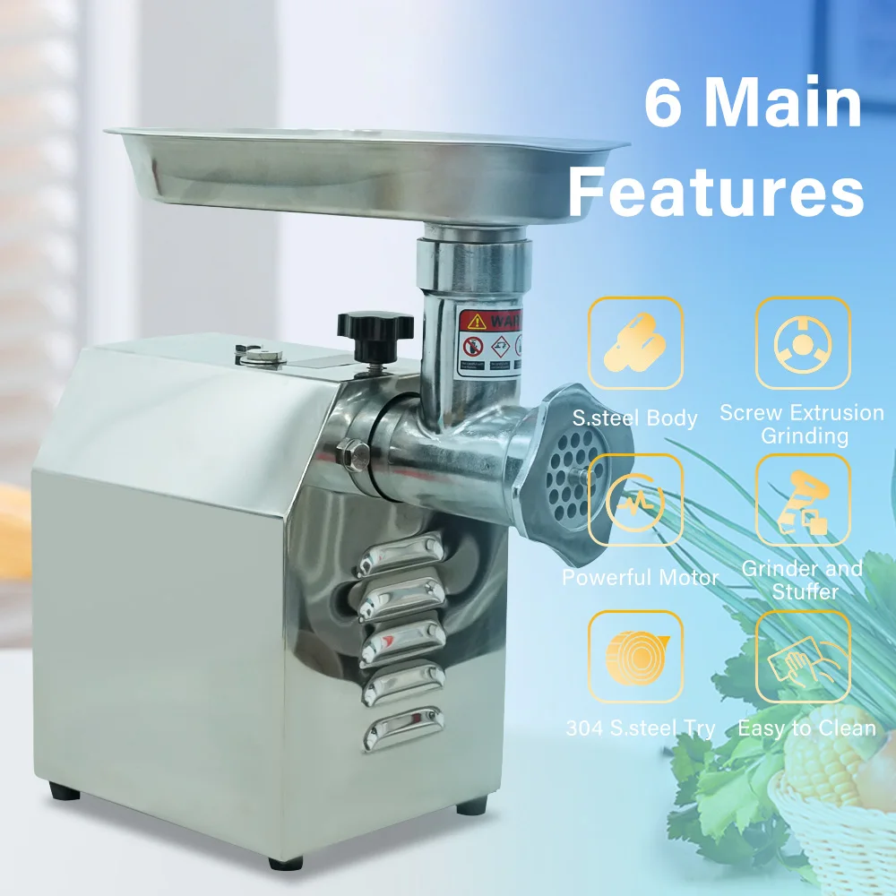 TC8-2 Meat Grinder Electric Heavy Duty Meat Mincer Machine Sausage Stuffer and Grinder with Plates, Sausage Tube & Kubbe Kits