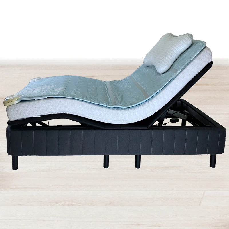 Inclined frame bed mattress only adjustable foundation base with 8 wheels