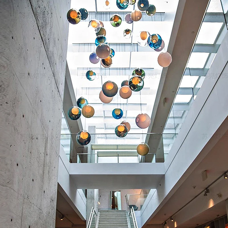 Contemporary minimalist Creative home living room multi- color glass ball pendant light