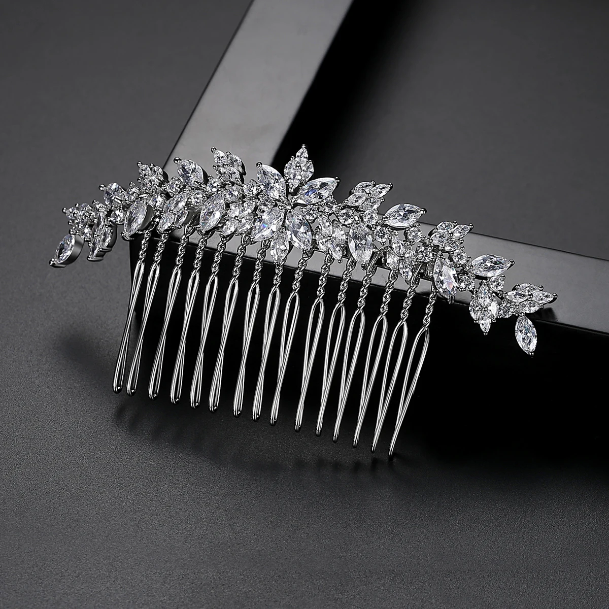 LUOTEEMI Wedding Flower AA A Cubic Zircon Hair Pins for Woman Vintage Style Jewelry Design