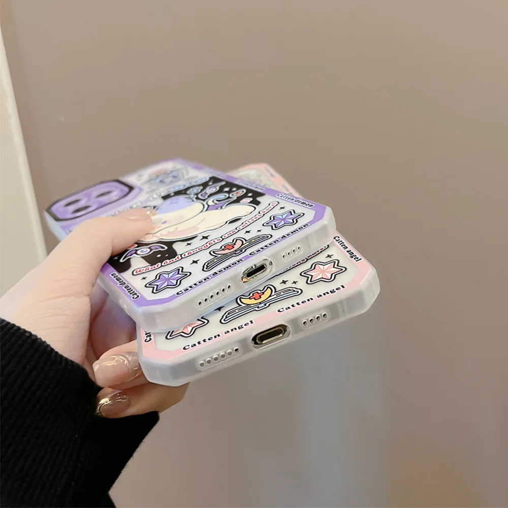Cartoon Cute Cat Graffiti Case Full Protect Back Cover For iPhone 14 11 Pro Max 12 Pro 13 Pro Xs Max Xr 8 7 Plus Soft Phone Case