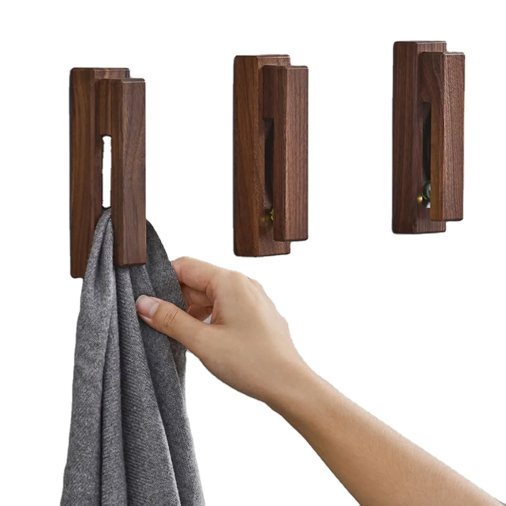 Wooden Wall Mounted Towel Rack Hand Towel Holder Wood Towel Hook