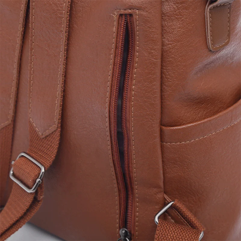 New Fashion Boho Colorful Strap PU Leather Women Solid Color Soft Travel Trumpet Backpack