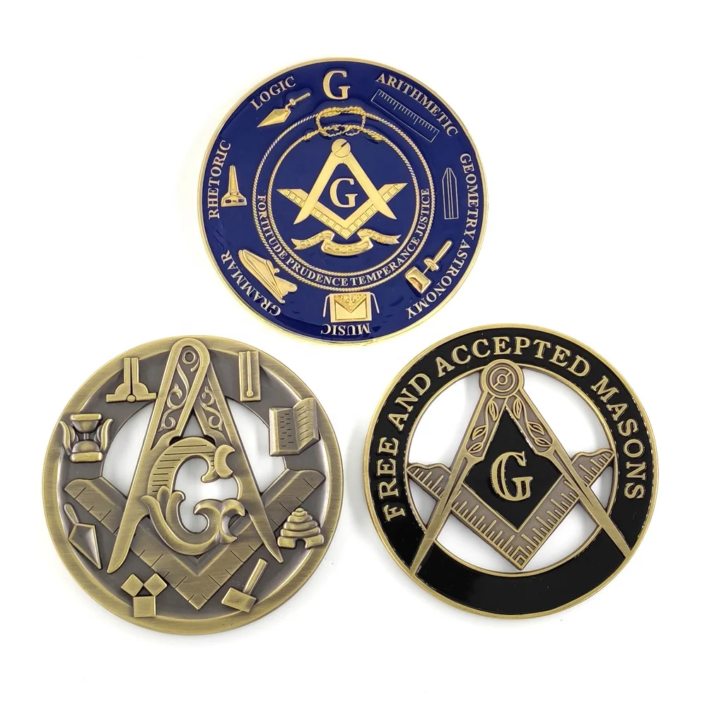 Masonic вызов монета символический античный квадрат и компас братство рабочие инструменты Автомобильная эмблема