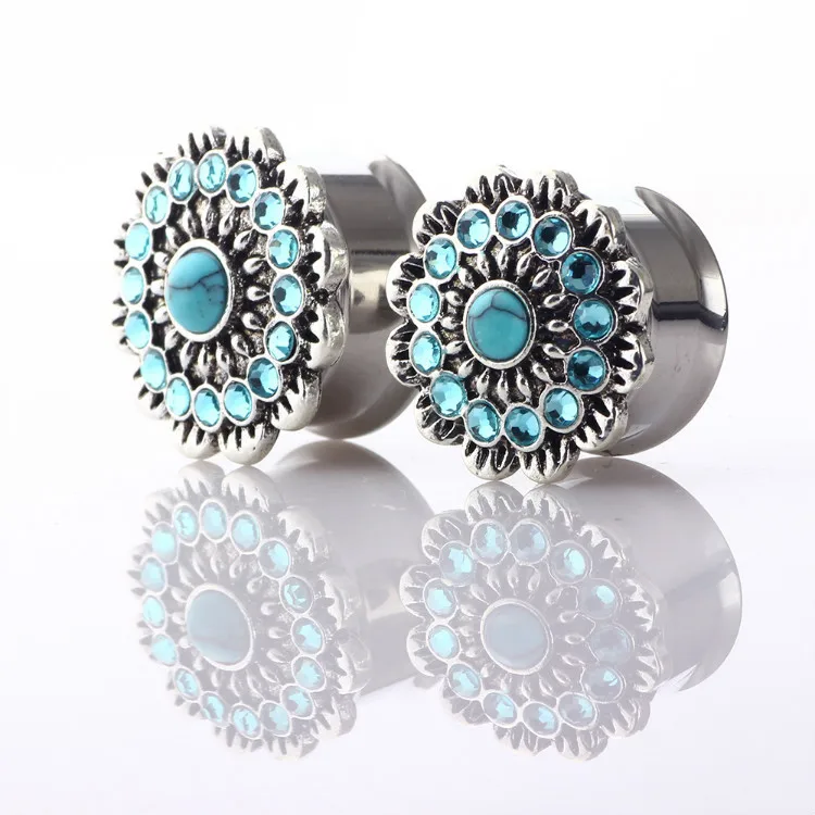 00 Gauge Stainless Steel Ear Plugs and Tunnels Flare Fit Expansion Earring Gauges Stretched Piercing Flesh 0g Tunnels