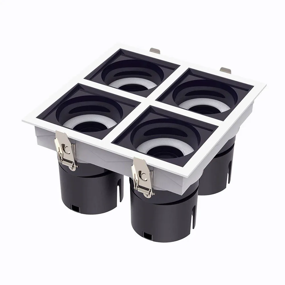 TOP Quality Living Room Indoor Frameless Angle Adjustable Rcessed Aluminum Square Led Spotlight 12W*4 15W*4