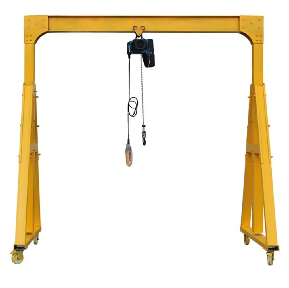 Aluminum Portal Gantry Crane with Flat Hand Push Trolley and Manual Puller Hoist