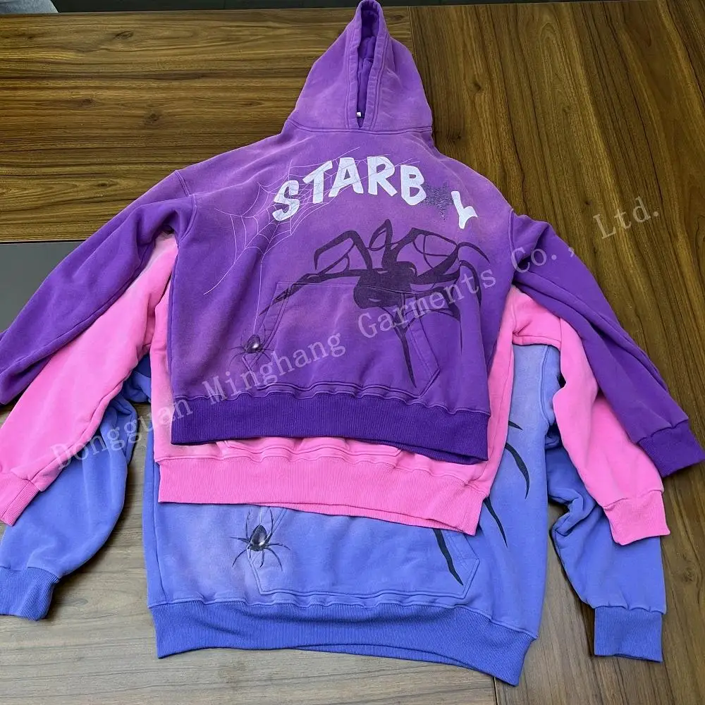 Manufacturer Cropped Boxy Hoodie Print Logo Retro Washed Hoodie For Men