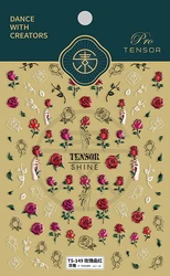 TENSOR New technology Roses Flower series Rabbits Butterfly thin transparent thin toughened nail art stickers