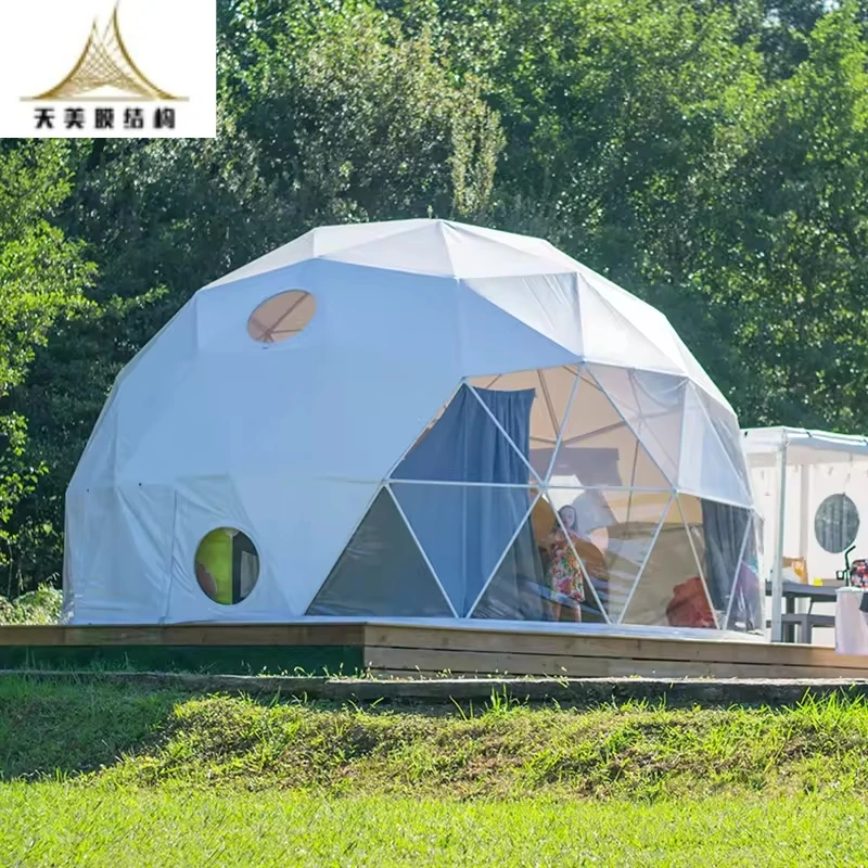 Custom 2024 New Fashion Geodesic Dome Tent Galvanized Steel Frame Prefabricated Glamping Dome