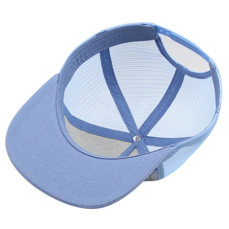 custom 5 panel flat bill sublimation printed mesh trucker hats