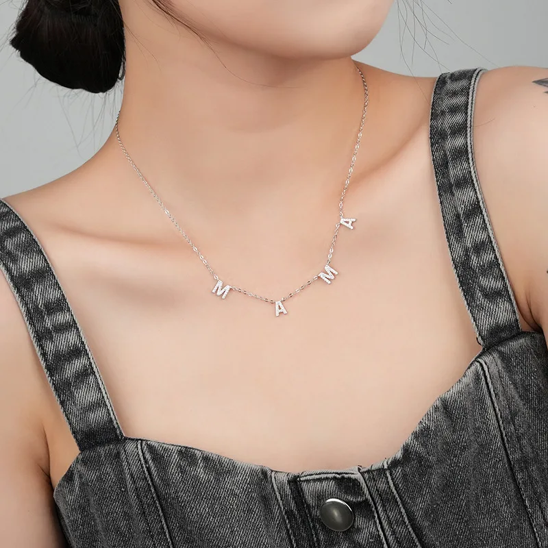 Dainty 18k gold plated delicate pendant mama necklace 925 sterling silver for mothers jewelry gift