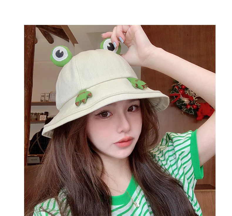 Summer Cotton Travel Festival Party Sun Hat Adult Unisex Cute Outdoor wholesale bucket hats bulk Frog animal Bucket Hat