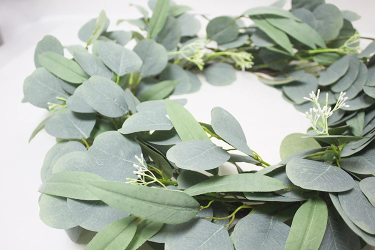 supplies wholesale spring wreath with seeds floral front door hello gift package artificial silver dollar eucalyptus wreath