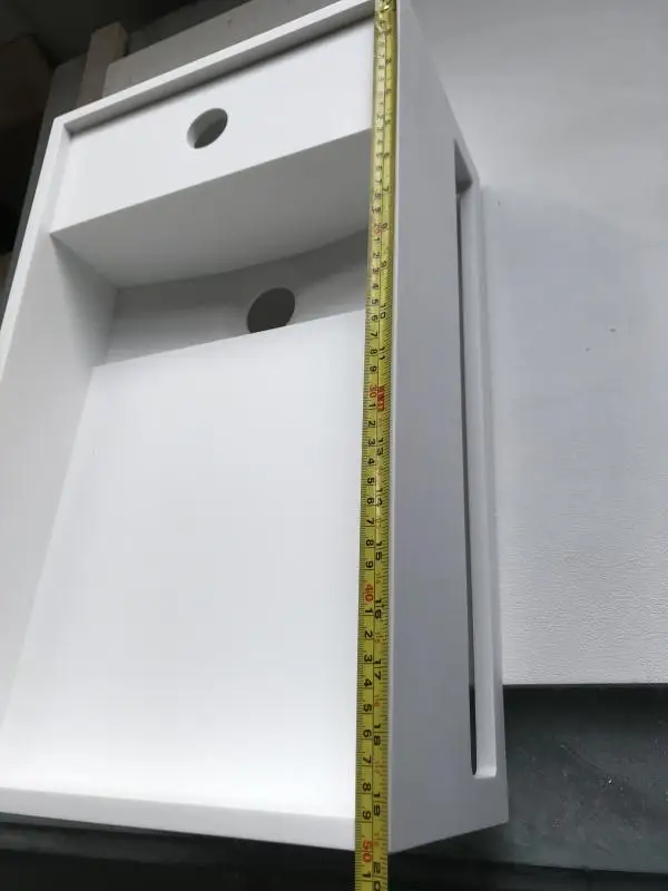 solid surface material artificial stone wall hung wash basin with cabinet for bathroom