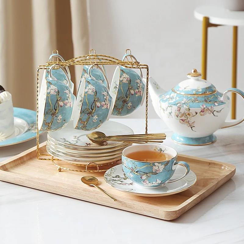 Luxury New Bone China Tea Cup Pot Set Dinner Coffee Tableware Dinnerware Ceramic Coffee & Tea Sets