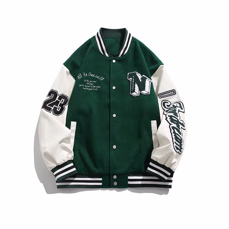 2023 korean varsity jacket basketball plastics embroidery logo varsity jacket men