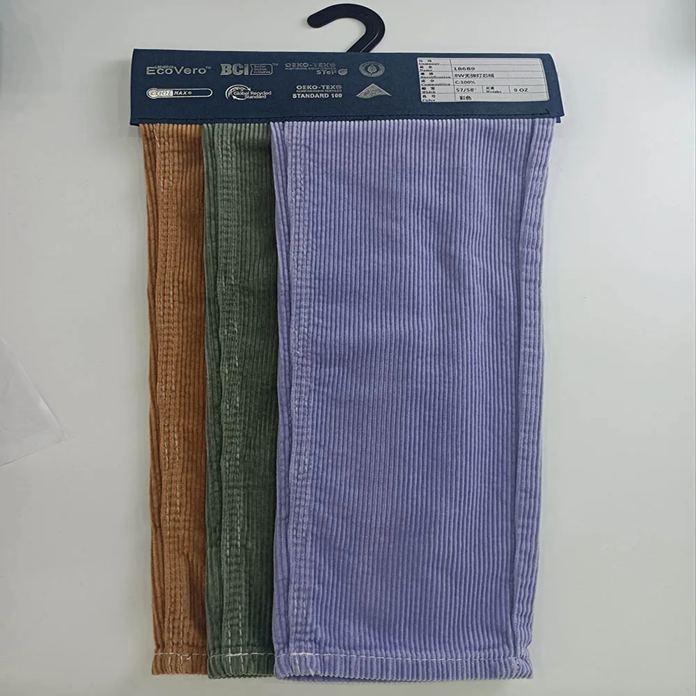 9 oz Custom high quality corduroy clothing fabric 100% cotton