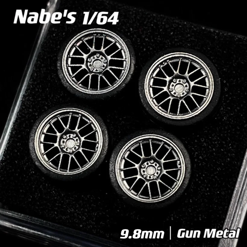1/64 Nabes Chika Wheels  BBS RS / Supper RS Stance Rubber Tires for 1:64 Model Car