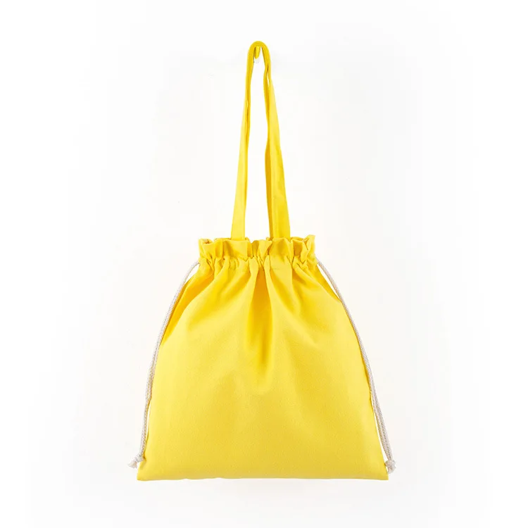 Personalized Colorful canvas cotton drawstring bag with double string