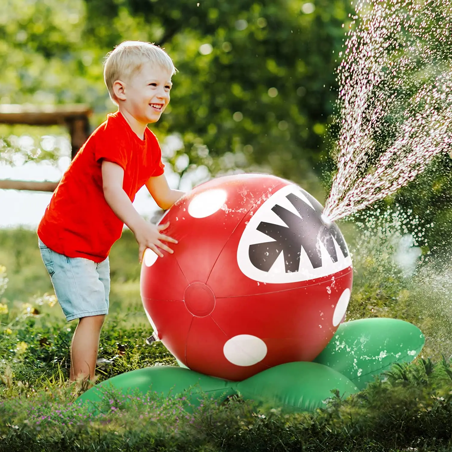 Kids Inflatable Sprinkler Water Toys:Chomper Plants Fun for Children Summer Outdoor Activities Backyard Garden Lawn Spray Games