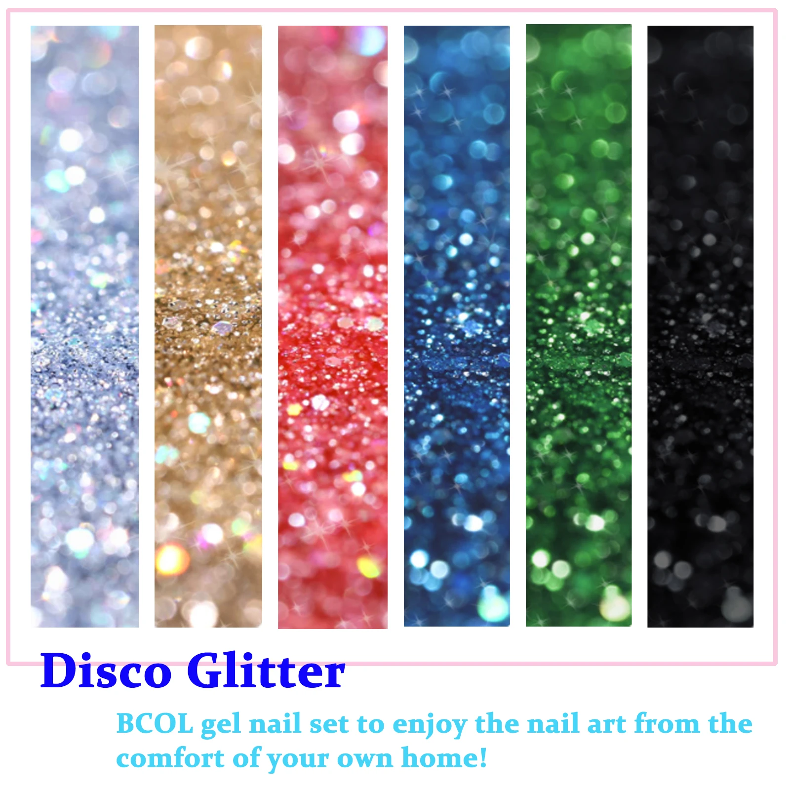 BCOL DISCO Reflective Semi Permanent Gel Nail Art Polish Starter Kit Soak Off UV LED Custom Private Label 6Color Cruelty Free