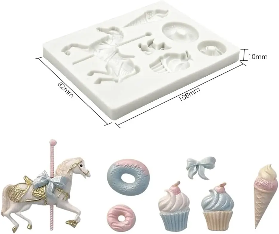 Food-grade fondant Silicone Mold Carousel Ice Cream Bar Ice cream Cone Cake Mold DIY chocolate dessert silicone resin mold