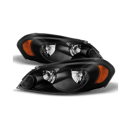 Black Halogen Headlights Headlamps Replacement For 2006-2011 Chevy Chevrolet Impala Left+Right Pair GM2502261 Driver+Passenger