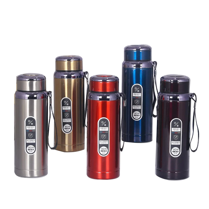 Classic 304 Stainless Steel Insulated Vacuum Sports Thermos 600ml-1000ml Outdoor Mounted Water Bottle